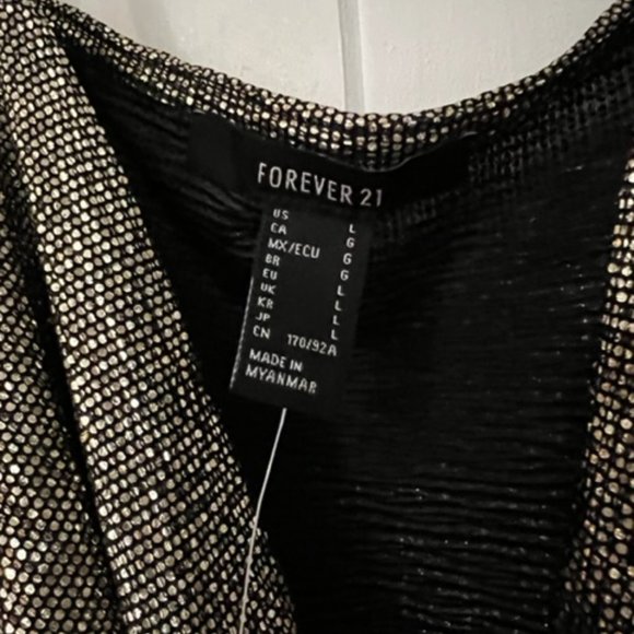 🍉NWT Forever 21 gold metallic cowl neck camisole in size Large - Picture 3 of 5